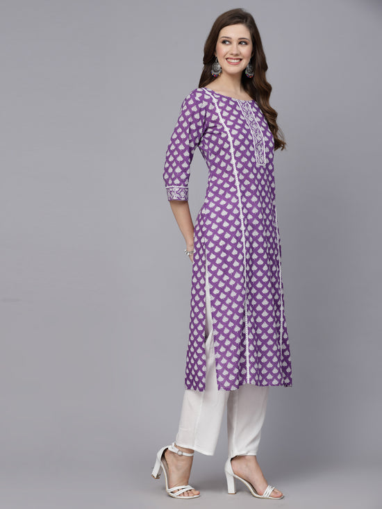 Women's Ethnic Motif Printed Rayon Straight Kurta