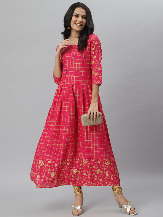 Women's Embroidered Rayon Flared Kurta