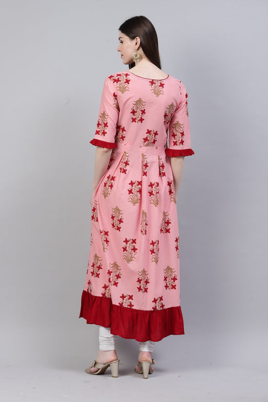 Women's Printed Cotton Flared Kurta