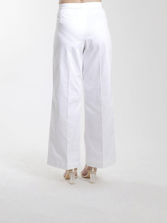 Comfort Fit Wide Bottom Stretch Trouser - White