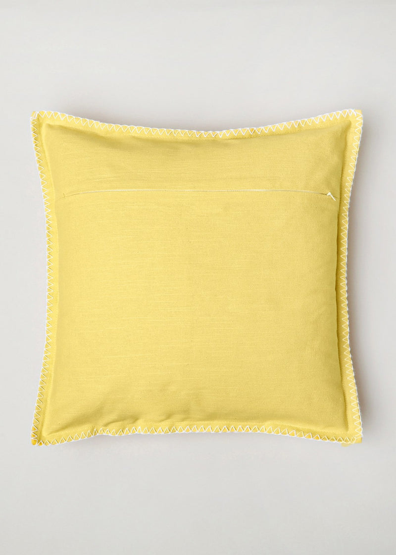 Primrose Yellow Solid Cotton Cushion Cover - 24"