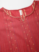 Women's Woven Design Cotton Blend Straight Kurta Pant Dupatta Set