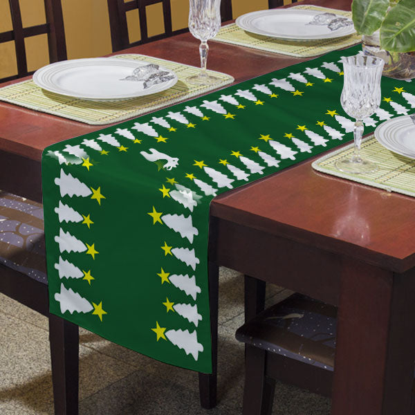 Rightgifting Digital Printed Satin Polyester Modern 6 Seater Christmas Table Runner(183 X 33 Cm)