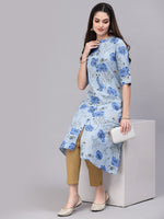 Women's Floral Printed Rayon A-Line Kurta