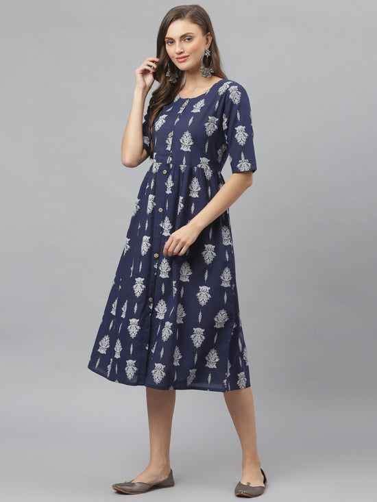 Stylum Women's Paisely Print Cotton Midi Flared Dress