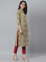 Women's Floral Printed Cotton Straight Kurta