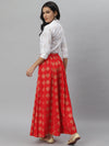 Printed Cotton Slub Shirt Skirt Set