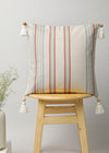 Roman Stripe Printed Cotton Cushion Cover - 16"
