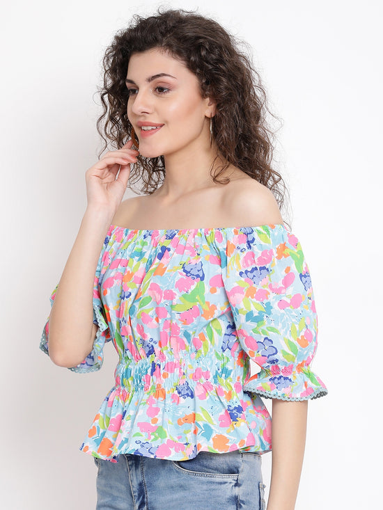 Rainbow Curve Peplum Women Top