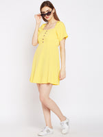 Sunshine Passion Velvet Button Dress