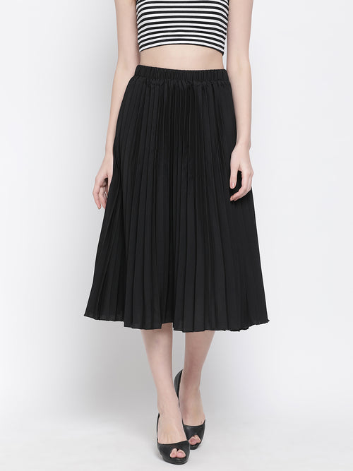Black East Pleated Women Skirt