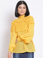 Frilled Yellow Smocked Women's Top