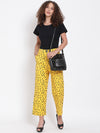 Yellow Printed Ankle Length Pants