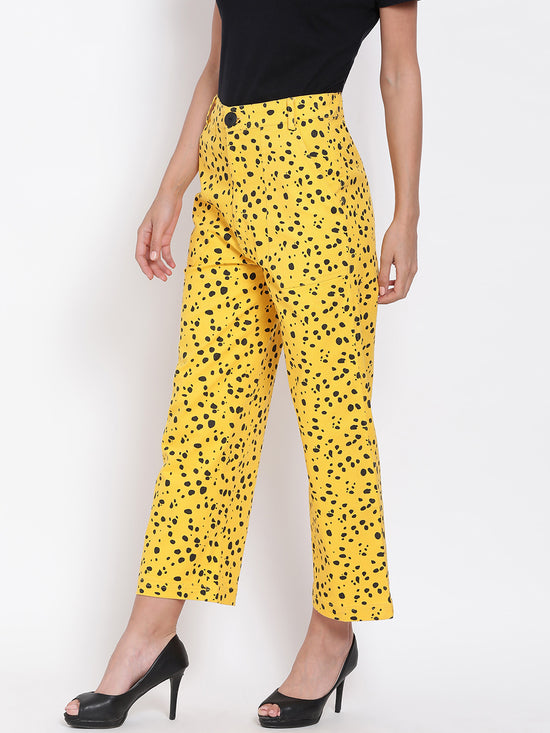 Yellow Printed Ankle Length Pants