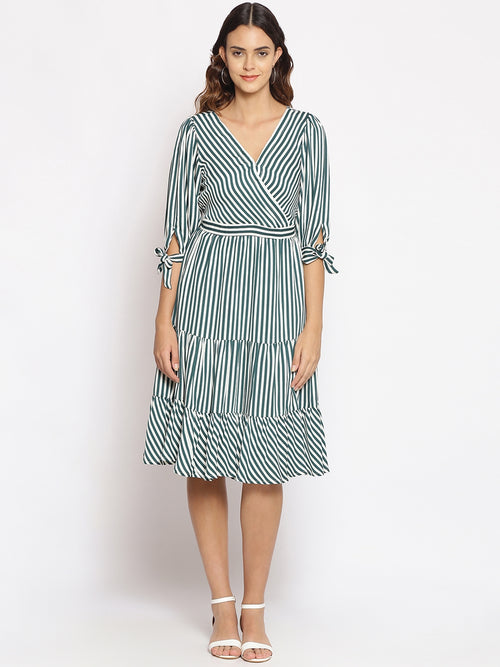 Slay in Green Stripes Midi Dress