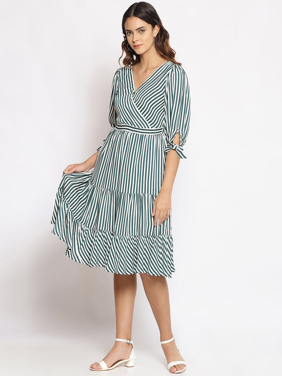 Slay in Green Stripes Midi Dress