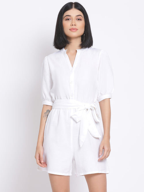 Chic White Women's Playsuits