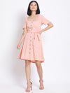 Peachy Pink Button A-Line Women's Dress