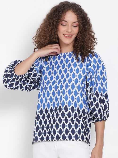 Moroccan Printed Statement Sleeve Top