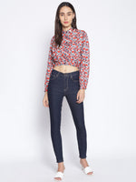 Floral Print Cropped Shirt