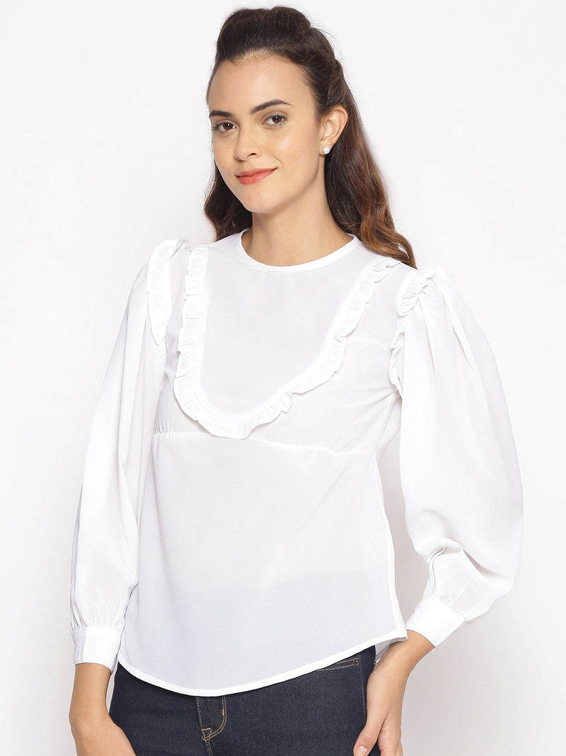 Classic White Frilled Top