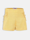 Yellow Criss-Cross Girl's Linen Blend Short