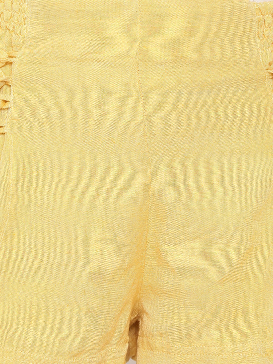 Yellow Criss-Cross Girl's Linen Blend Short