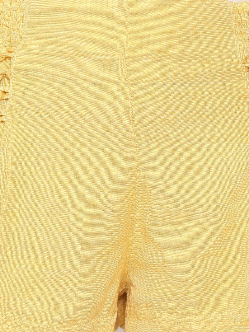Yellow Criss-Cross Girl's Linen Blend Short