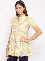 Light Yellow Floral Print Tunic