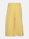 Mango Yellow Solid Linen Blend Girl's Pants