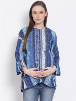 Blue Printed Maternity Top
