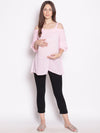 Baby Pink Cold Shoulder Maternity Top