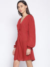 Brick Red Tailored Lurex Stripe Dress