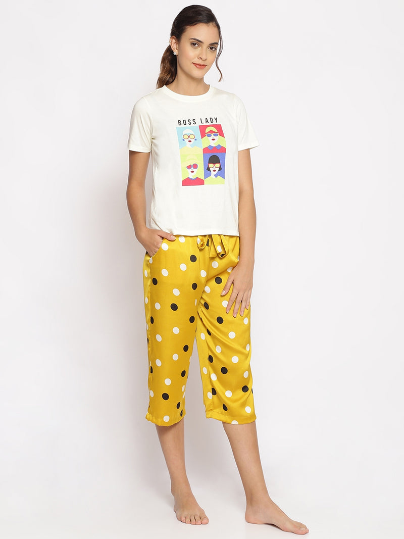 Sunny Side Polka Print Nightwear Culottes