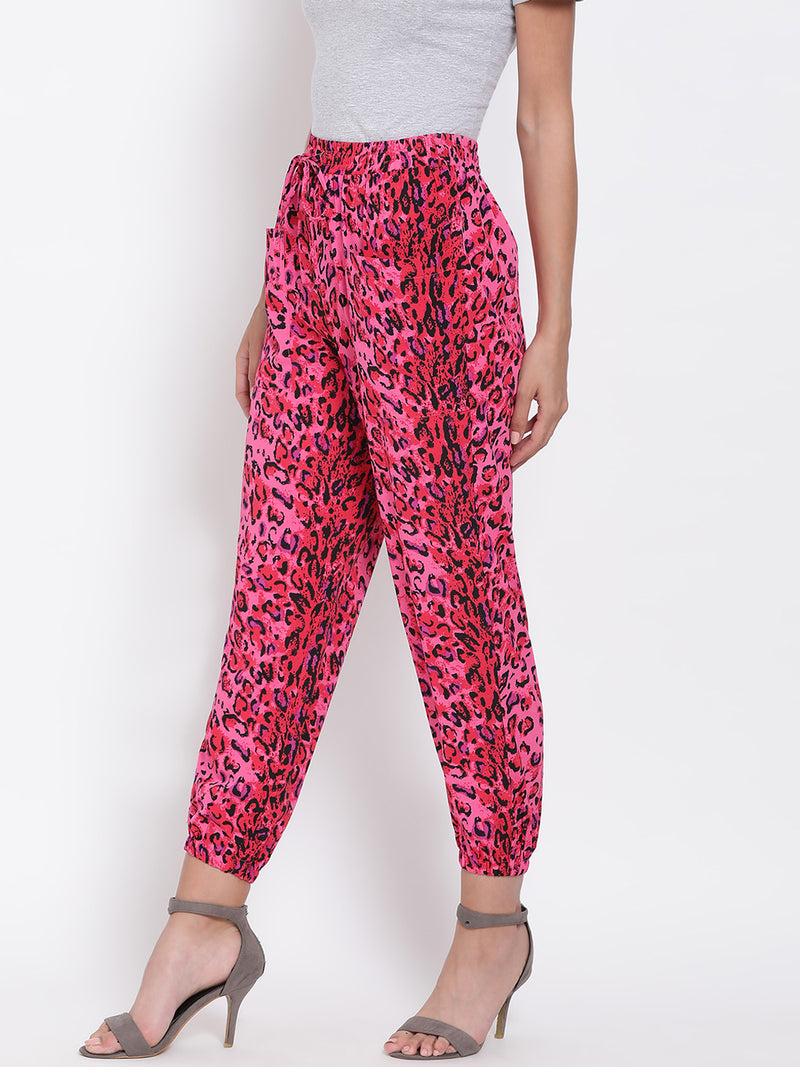 Fuschia Pink Animal Print Pants