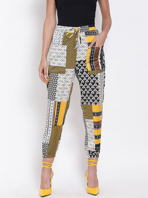 Multicoloured Abstract Print Pants