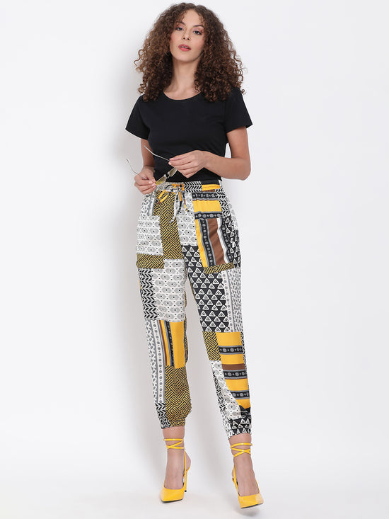 Multicoloured Abstract Print Pants