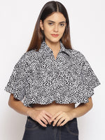 Animal Print Frilled Crop Top