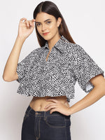 Animal Print Frilled Crop Top