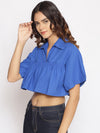 Cobalt Blue Frilled Crop Top