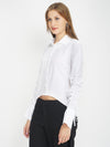 Pure White Women's Ruched Sleeve Shirt