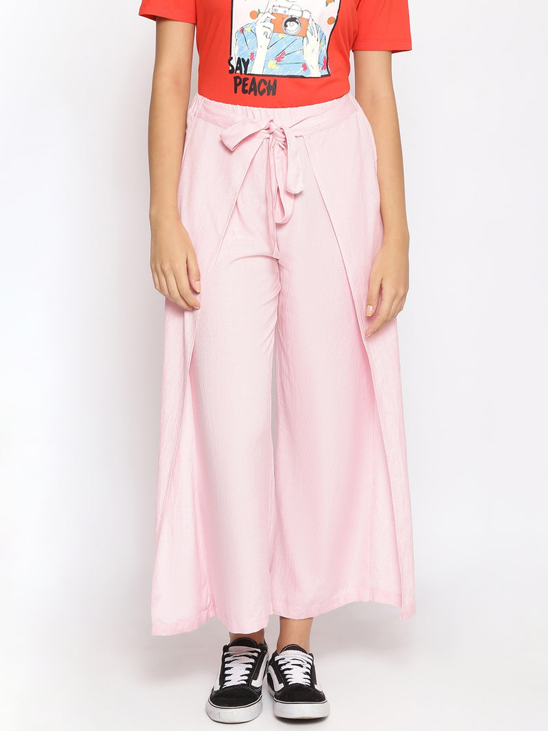 Linen-blend Pants - Light pink - Ladies