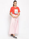 Baby Pink Solid Wrap Linen Blend Pants