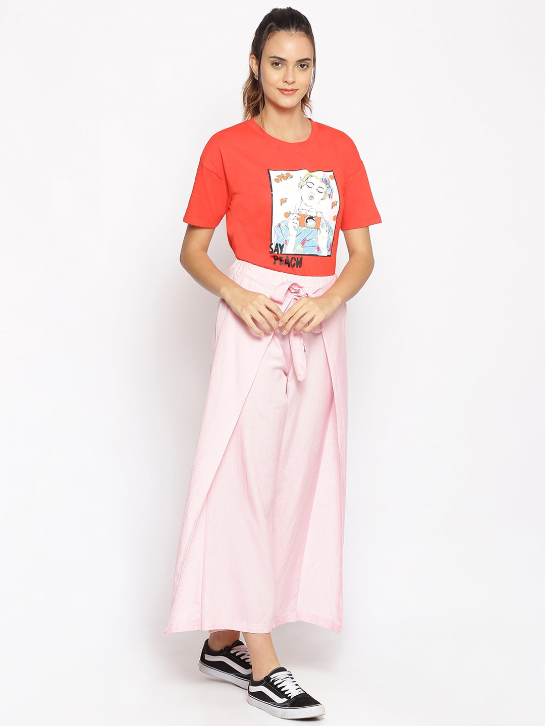 Baby Pink Solid Wrap Linen Blend Pants – Tradyl