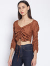 Brown Gather Crop Top