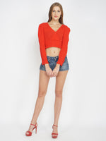 Cranberry Flame Women's Solid Crop Top