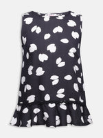 Black Printed Girl's Peplum Top