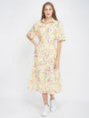 Summer Brunch Floral Midi Shirt Dress