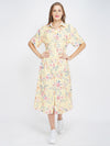Summer Brunch Floral Midi Shirt Dress
