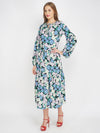 British Florals Blue Women's Layered Maxi Dress